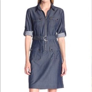 Sharagano roll up sleeves shirt dress